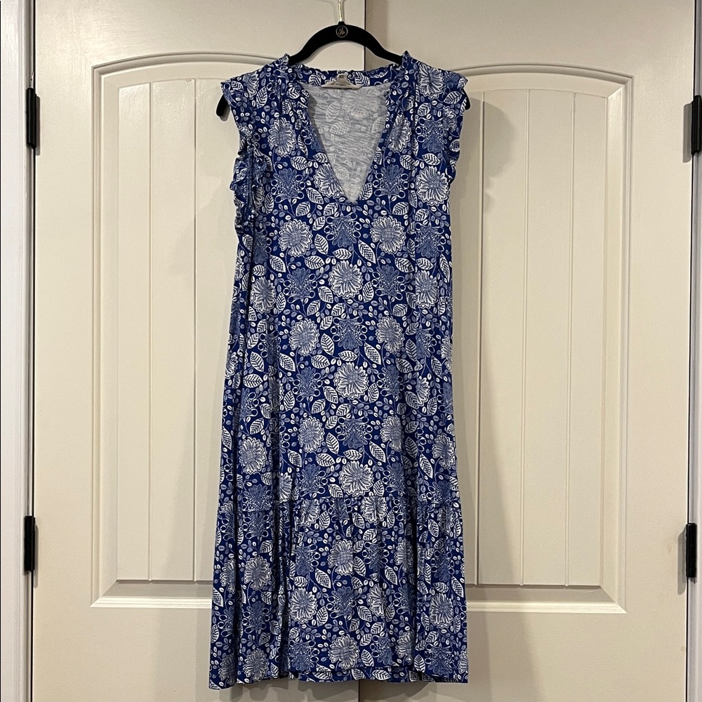 Boden Blue Floral Flutter Sleeve Dress 8L